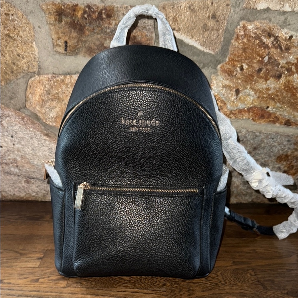 NWT Large Kate Spade Black Leather Backpack NWT